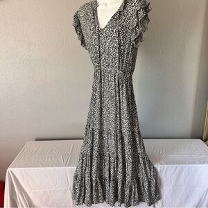 BB Dakota by Steve Madden Black White Midi Dress Natalya Tiered NWT Small